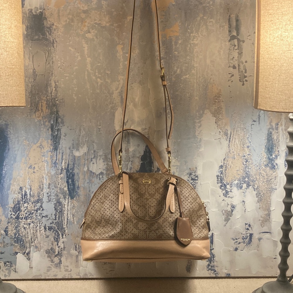 Coach Brown and Tan Shoulder Bag - Picture 2 of 15